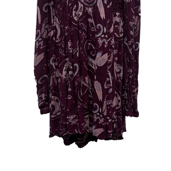 Free People Sweet Thing Paisley Print Tunic Top Swing Dress Lace Small - Picture 6 of 9